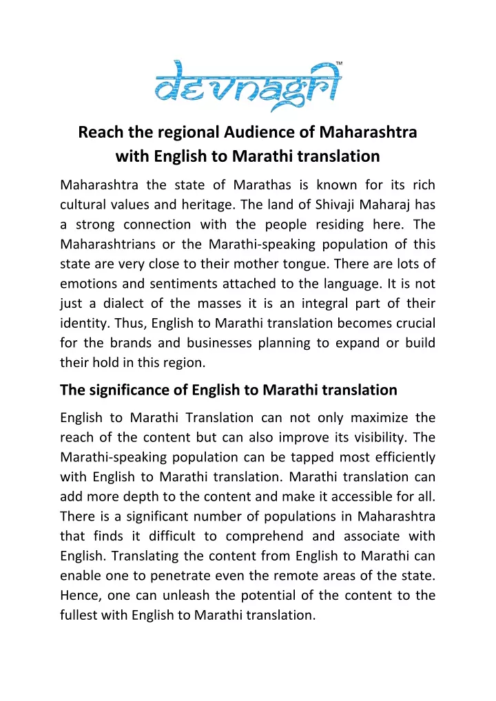 reach the regional audience of maharashtra with