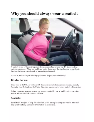 Why you should always wear a seatbelt