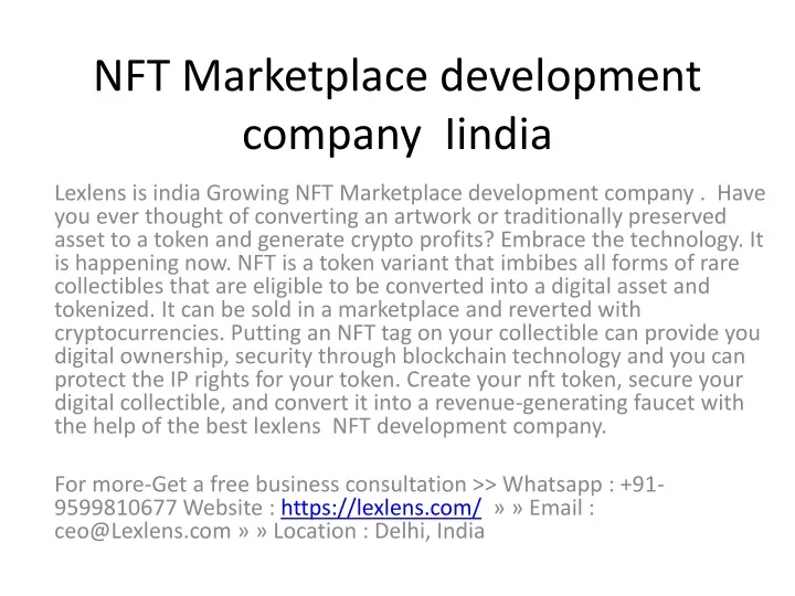 nft marketplace development company iindia