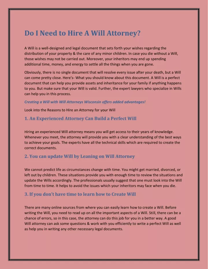 do i need to hire a will attorney