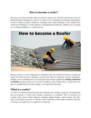 How to Become a Roofer?