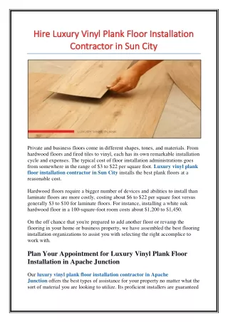 Hire Luxury Vinyl Plank Floor Installation Contractor in Sun City