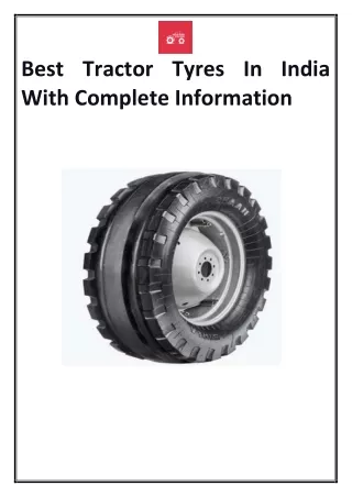Best Tractor Tyres In India With Complete Information