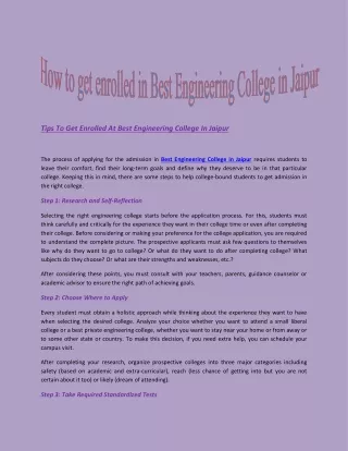 tips to get enrolled at best engineering college