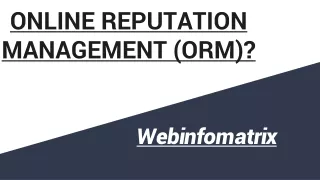 ONLINE REPUTATION MANAGEMENT
