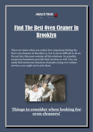 Hire The Best Oven Cleaners In Brooklyn