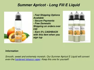 summer apricot long fill e liquid