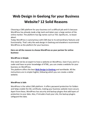Choose Best Web Design in Geelong for your Business Website? 12 Solid Reasons