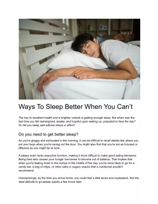 ways to sleep better when you can t