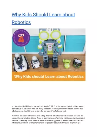 why kids should learn about robotics