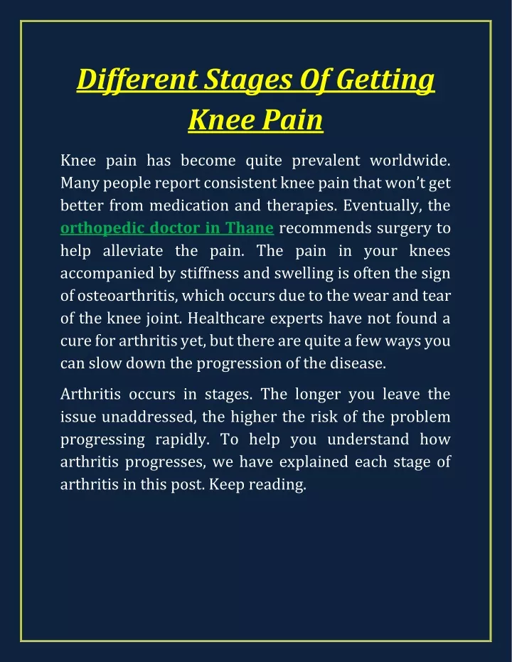 different stages of getting knee pain