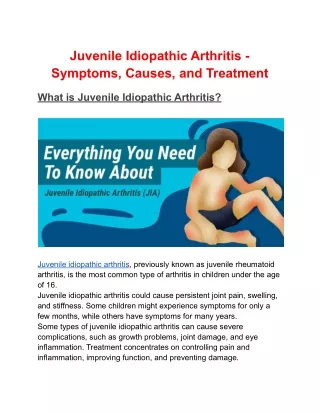Juvenile Idiopathic Arthritis - Symptoms, Causes, and Treatment
