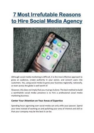7 Most Irrefutable Reasons to Hire Social Media Agency
