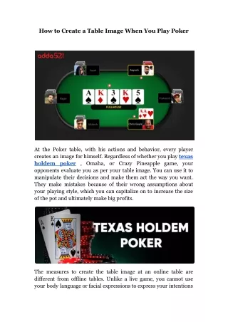 How to Create a Table Image When You Play Poker
