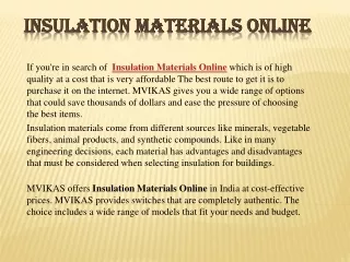 Insulation Materials Online