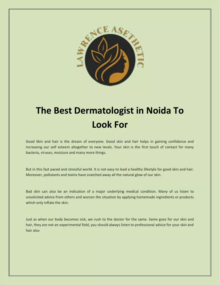 the best dermatologist in noida to look for
