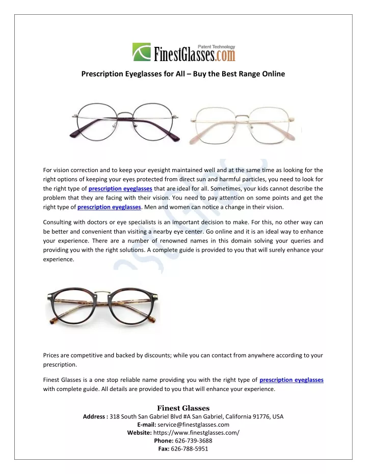 prescription eyeglasses for all buy the best