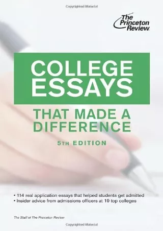 READING College Essays That Made a Difference 5th Edition College Admissions