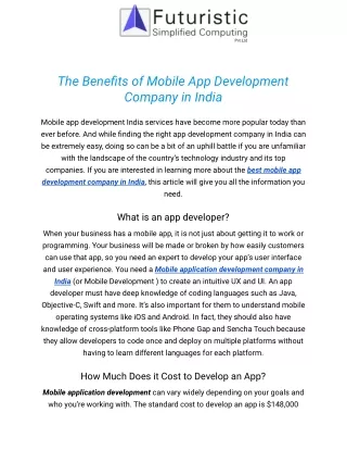the benefits of mobile app development company