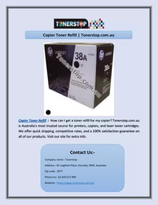 Copier Toner Refill | Tonerstop.com.au