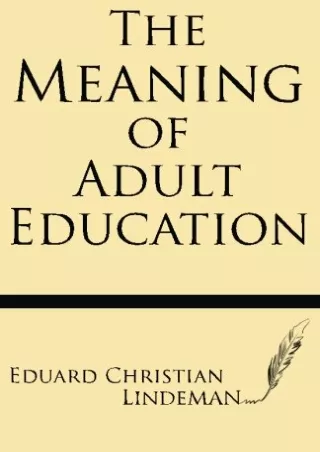 EPUB The Meaning of Adult Education