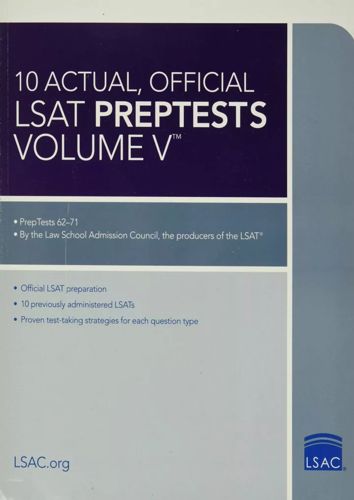 PPT - READ 10 Actual Official LSAT PrepTests Volume V PrepTests 62–71 ...