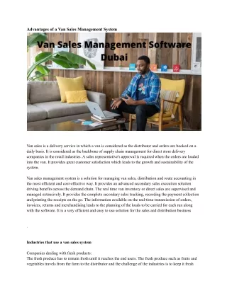 advantages of a van sales management system