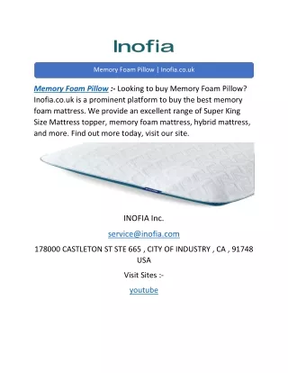 Memory Foam Pillow | Inofia.co.uk