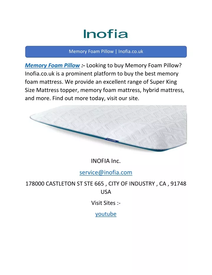 memory foam pillow inofia co uk