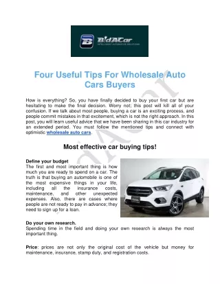 Get a Quick and Easy Fix For Your Wholesale Auto Cars with BidACar