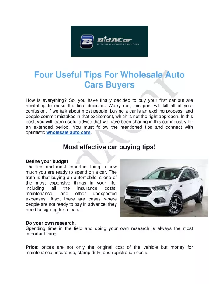 four useful tips for wholesale auto cars buyers