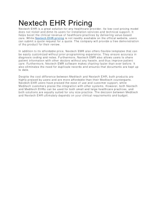 nextech ehr pricing nextech ehr is a great