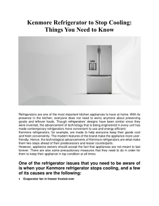 Kenmore Refrigerator to Stop Cooling: Things You Need to Know
