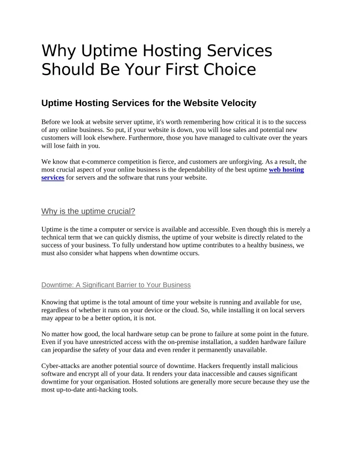 why uptime hosting services should be your first
