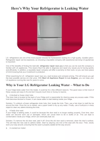 Here’s Why Your Refrigerator is Leaking Water