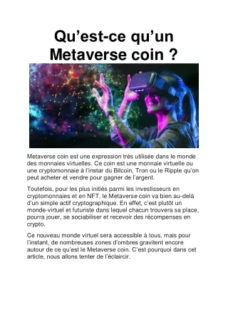qu est ce qu un metaverse coin