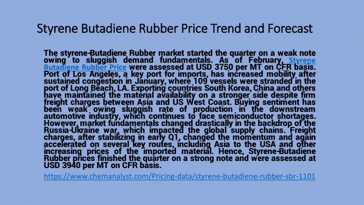 styrene butadiene rubber price trend and forecast