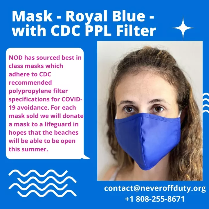 mask royal blue with cdc ppl filter