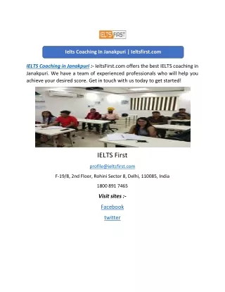 Ielts Coaching In Janakpuri | Ieltsfirst.com