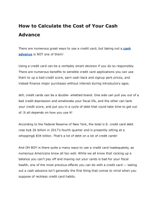How to Calculate the Cost of Your Cash Advance