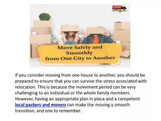 Move Safely and Smoothly from One City to Another