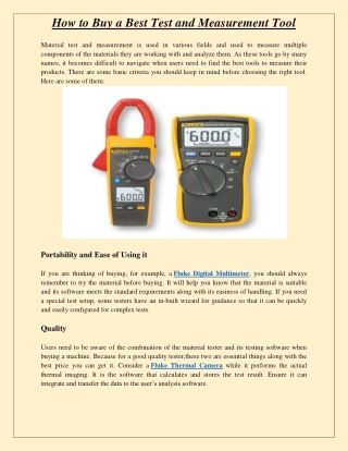 how to buy a best test and measurement tool