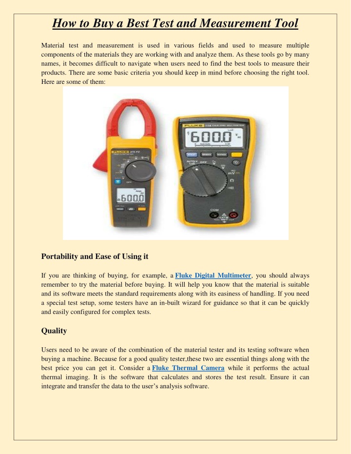 how to buy a best test and measurement tool