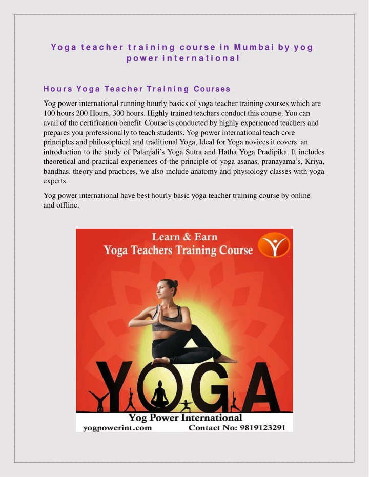 yoga teacher training course in mumbai