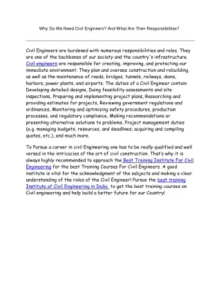 The Roles And Responsibility Of Civil Engineers