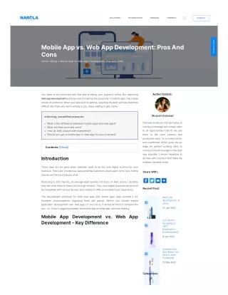 Mobile App vs. Web App Development: Pros And Cons