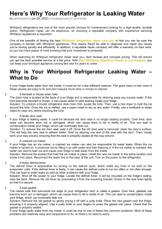 Why is Your Whirlpool Refrigerator Leaking Water – What to Do