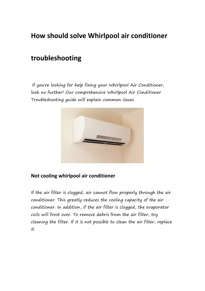 how should solve whirlpool air conditioner