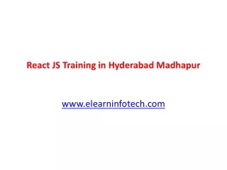 React JS Training in Hyderabad Madhapur