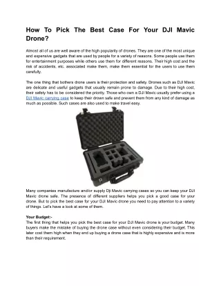 How To Pick The Best Case For Your DJI Mavic Drone?
